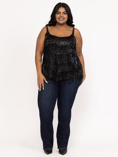 Women's Sequin Fringe Strappy Tank Top Women's Sequin Fringe Strappy Tank Top