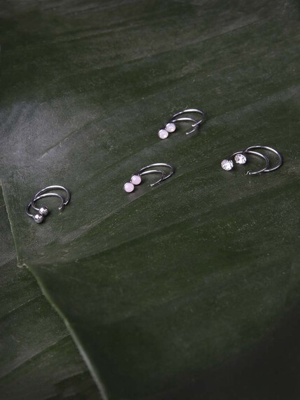 Women's Half Hoop Opal Trend Earrings Women's Half Hoop Opal Trend Earrings Image 2