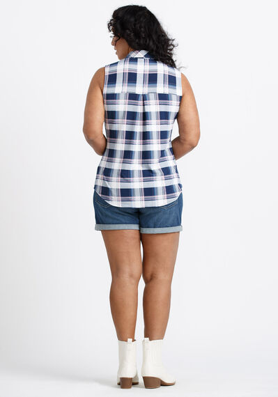 Women's Sleeveless Plaid Shirt Image 2