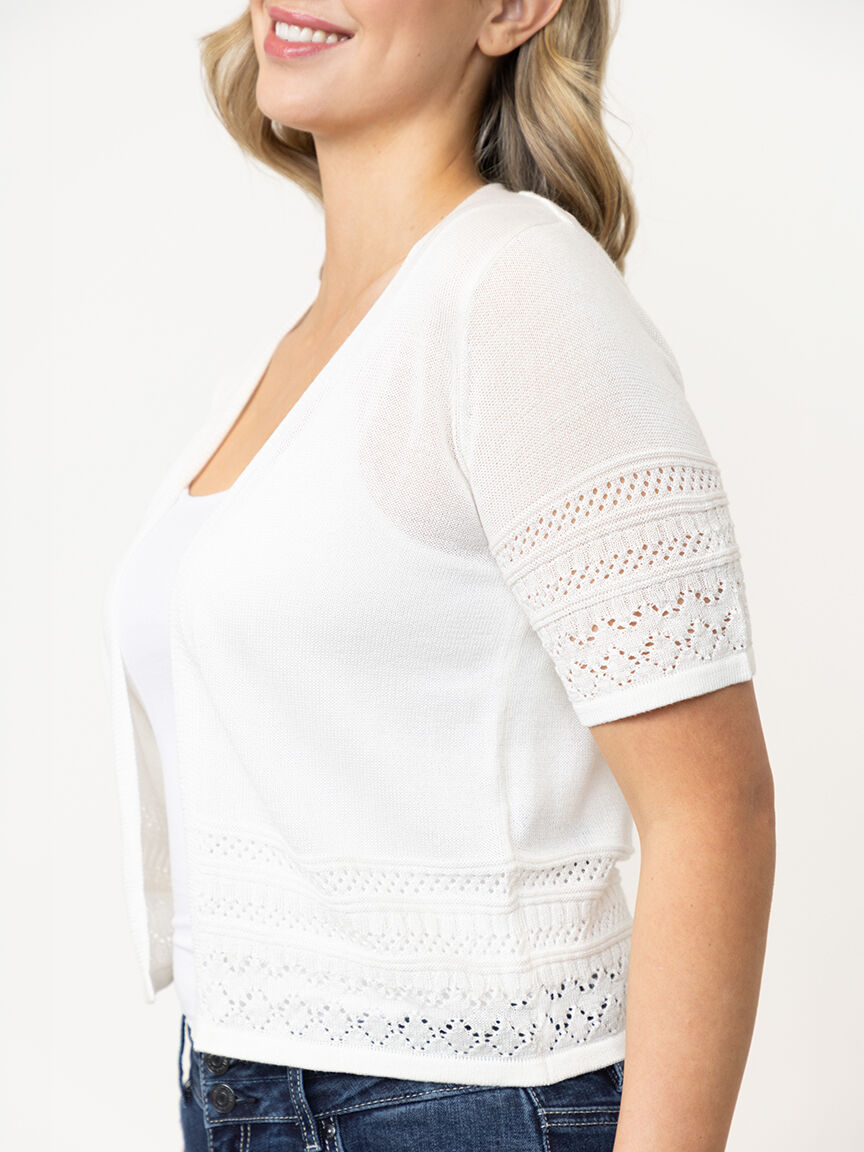 Women's Pointelle Trim Cardigan