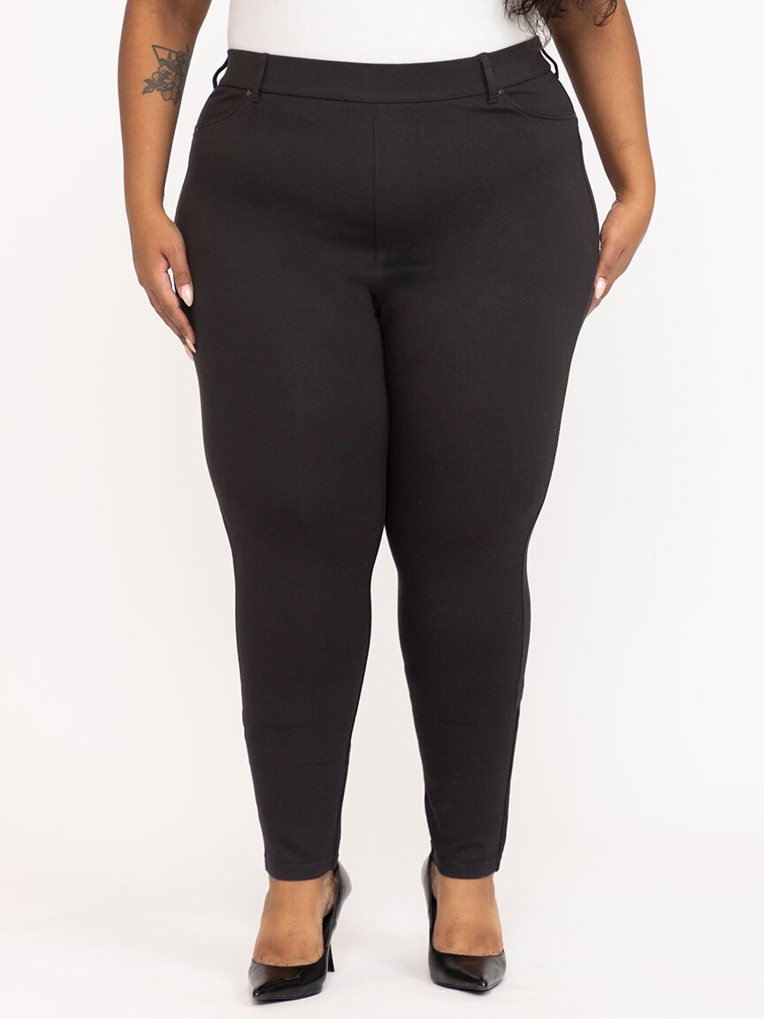 Women's Black 4 Pocket Pull-on Ponte Skinny Pant