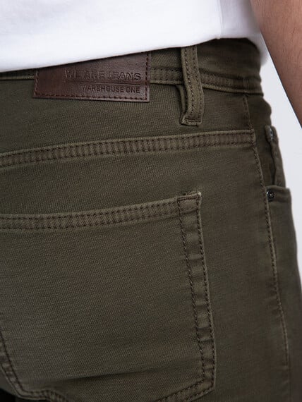 Men's Olive Slim Straight Jeans Image 5
