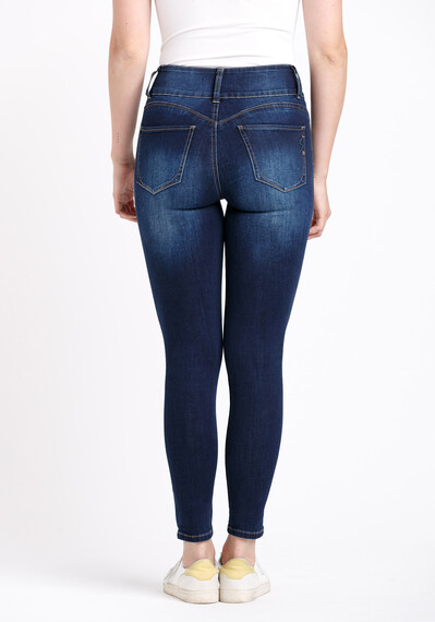 Women's 3 Button High Rise Destroyed Skinny Jeans Image 2
