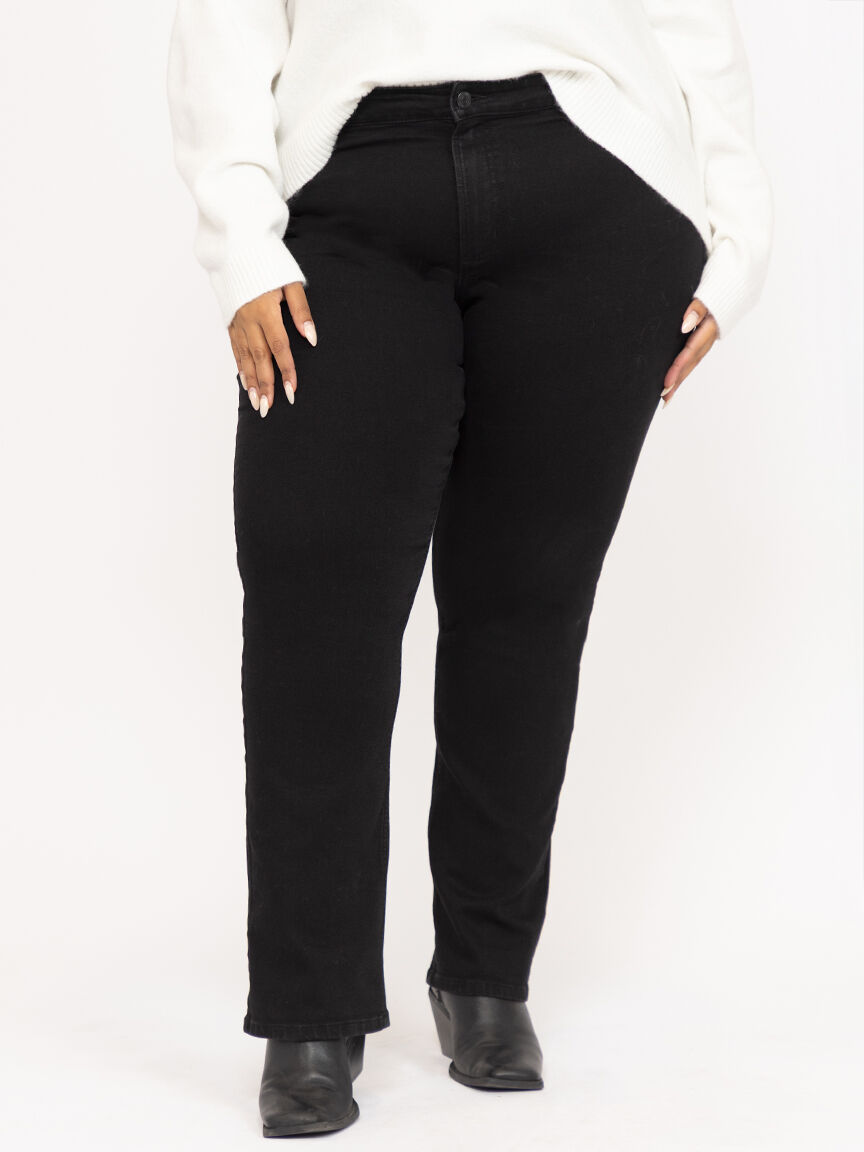 Women's Plus Embellished Black Straight Leg Jeans
