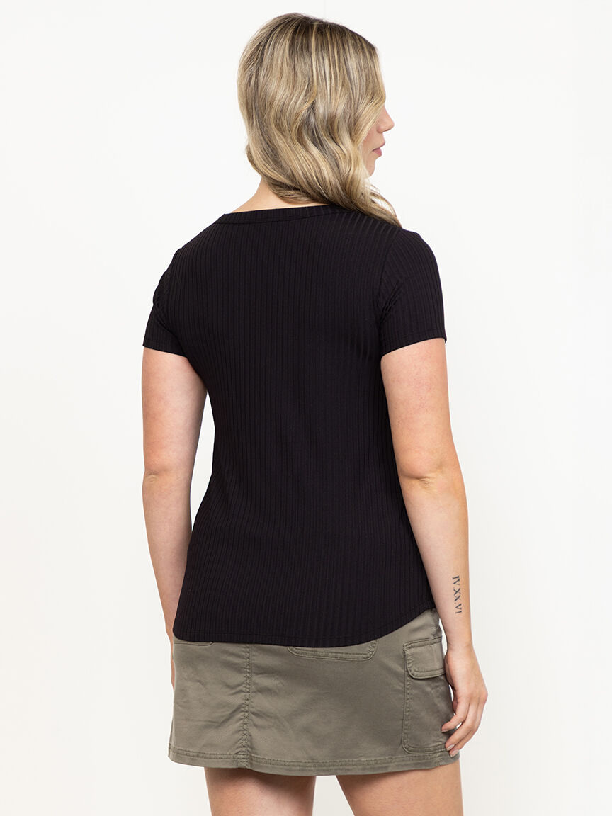 Women's Ribbed Split Neck Tee