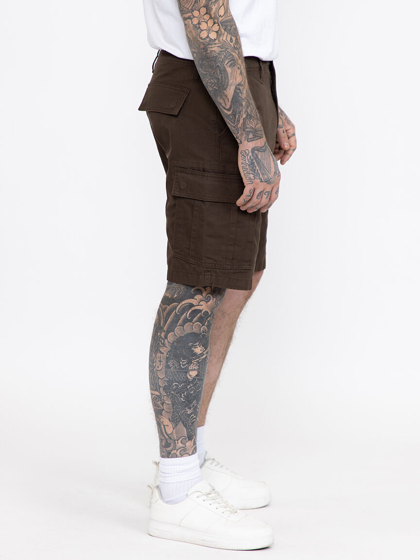 Men's Washed Brown Cargo Short