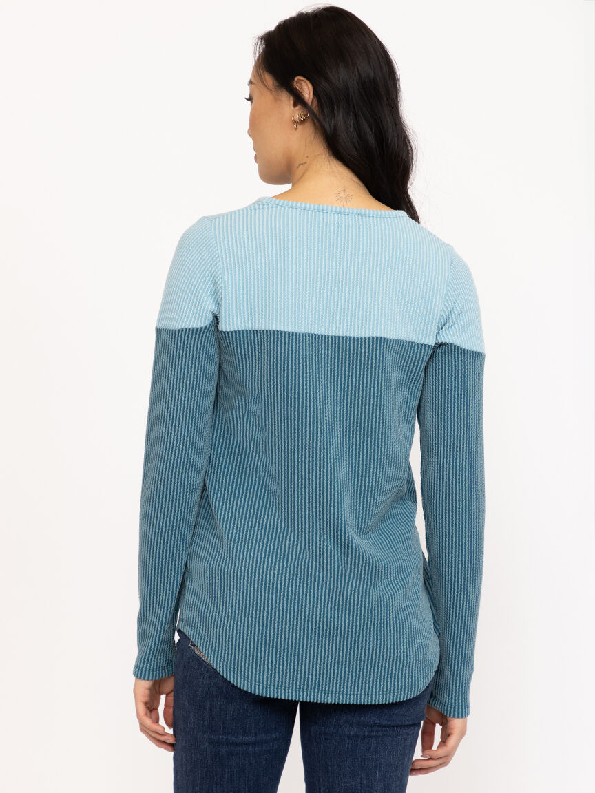 Women's Wavy Rib Colour Block Top