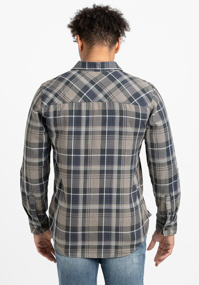 Men's Roll Sleeve Plaid Shirt Image 3