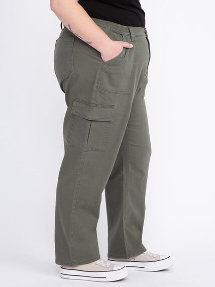 Women's Plus Stretch Canvas Elastic Waist Cargo Pants Image 3