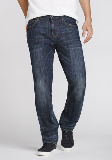 Men's Dark Wash Slim Straight Jeans, RINSE WASH
