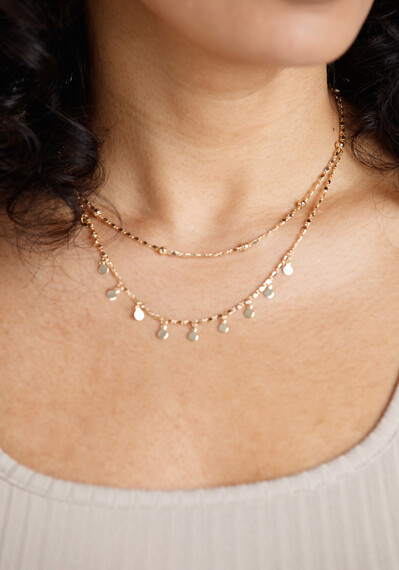Women's Mini Disc Double Chain Necklace Image 2