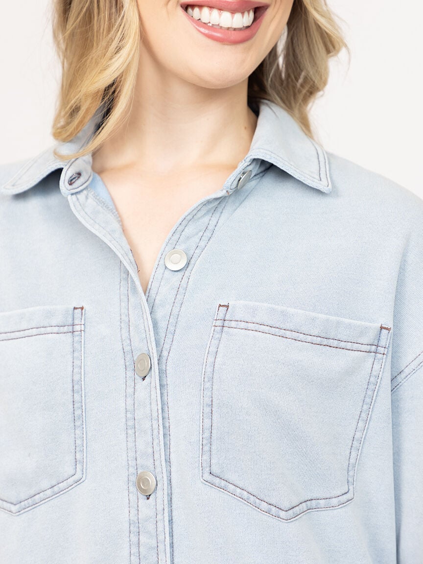 Women's Knit Denim Shirt