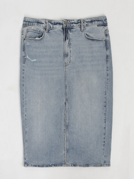 Women's Plus High Rise Midi Skirt with Front Slit Women's Plus High Rise Midi Skirt with Front Slit Image 6