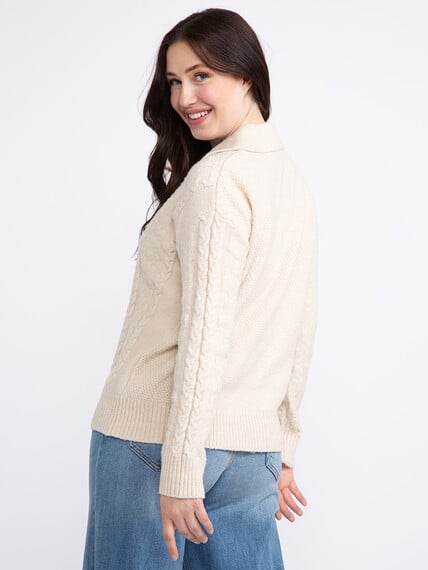 Women's Collared Cable Knit Sweater Image 3