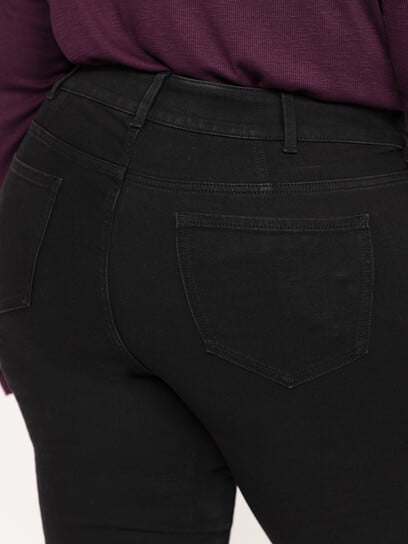 Women's Plus 2 Button Black Baby Boot Jeans Women's Plus 2 Button Black Baby Boot Jeans