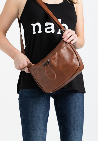 Women's Washed PU Slouch Cross Body Bag Women's Washed PU Slouch Cross Body Bag Image 3