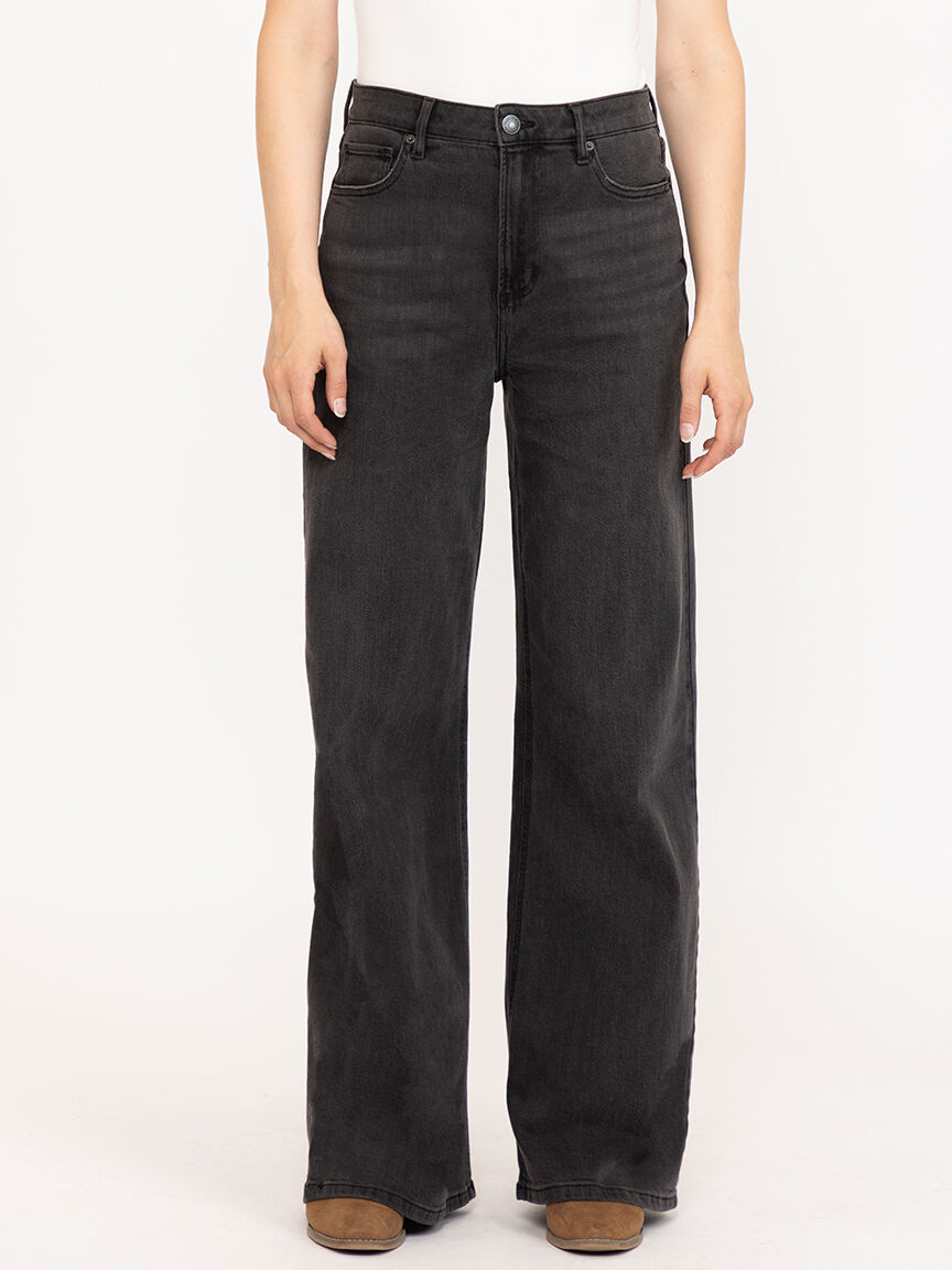 Women's High Rise Black Wide Leg Jeans