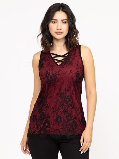 Women's Lace Overlay Tank Women's Lace Overlay Tank