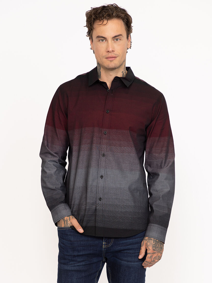 ombre dress shirt City Chic Plus Size Sunset Ombre Print Shirt