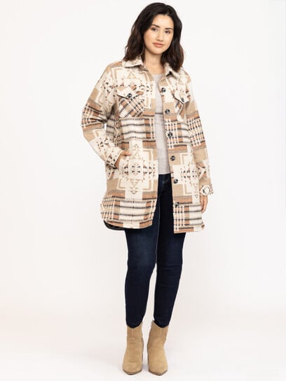 Women's Geometric Button Front Shacket Women's Geometric Button Front Shacket