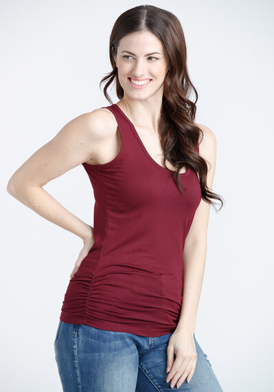 Women's Scoop Neck Side Ruched Tank Image 1
