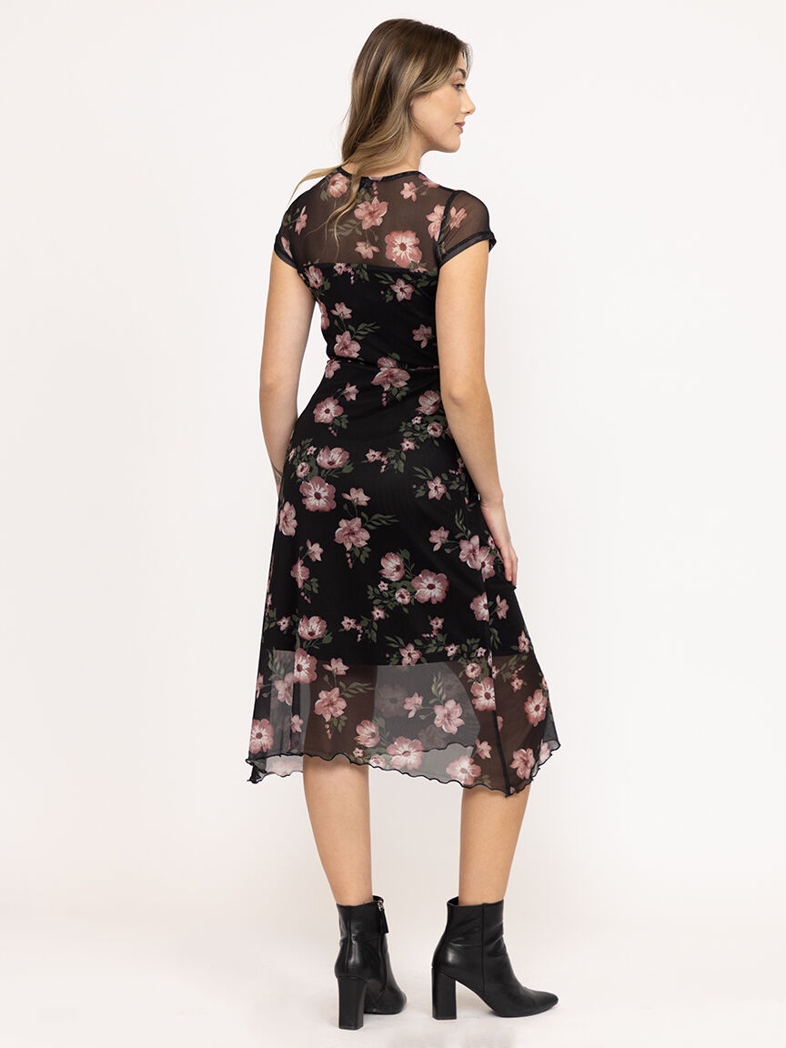 Women's Mesh Floral Midi Dress