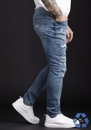 Men's Moto Destroyed Skinny Jeans