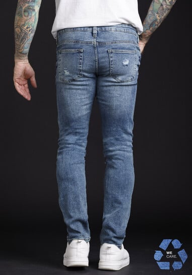 Men's Moto Destroyed Skinny Jeans