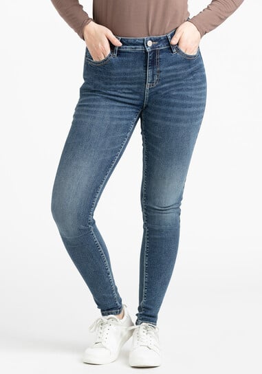 Women's Medium Wash 2 Tone Stitch Skinny Jeans Women's Medium Wash 2 Tone Stitch Skinny Jeans