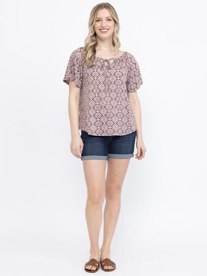 Women's Geo Peasant Top Women's Geo Peasant Top