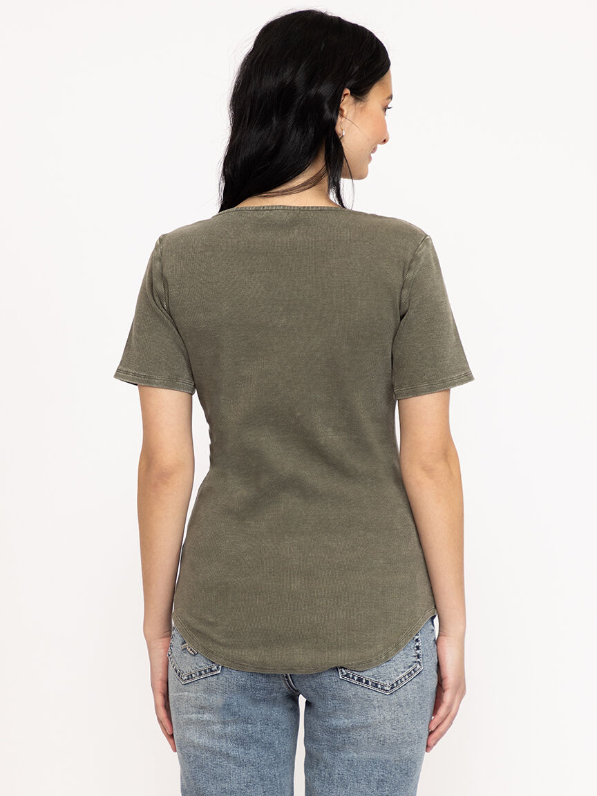 Women's Washed Rib Henley Tee