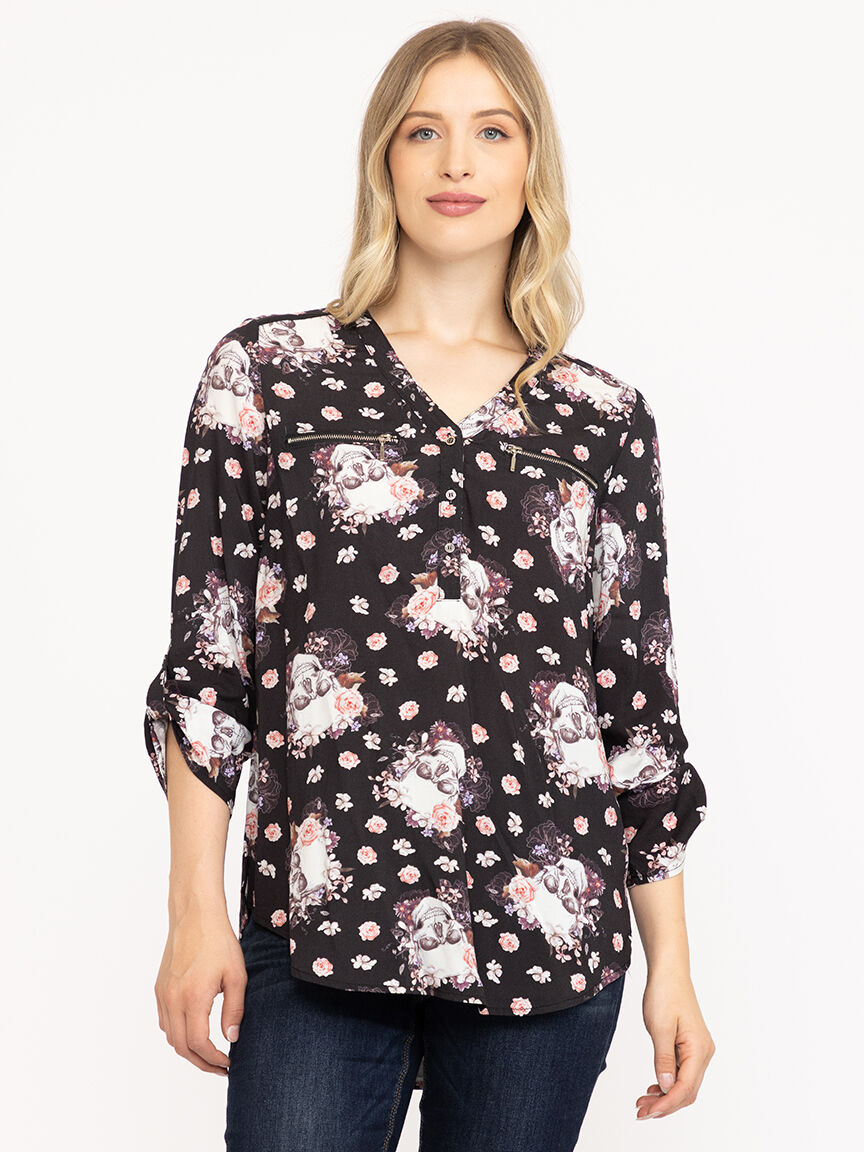 Women's Skull Floral Blouse