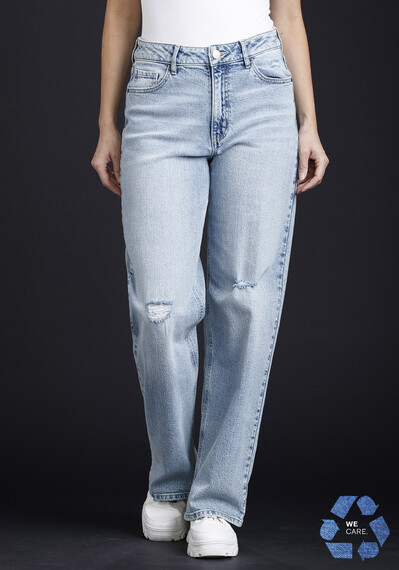 Women's High Rise Destroyed Wide Leg Jeans Image 1