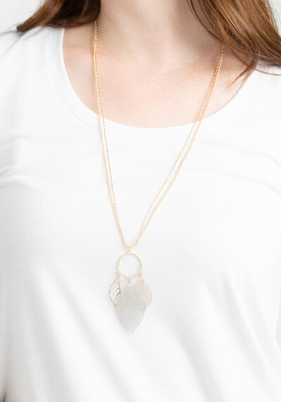 Filagree Leaf Trio on Hoop Double Chain Filagree Leaf Trio on Hoop Double Chain Image 3