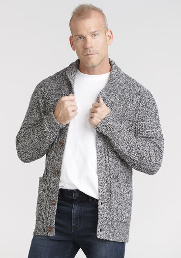 Men's Marled Cardigan Sweater, GREY TWIST
