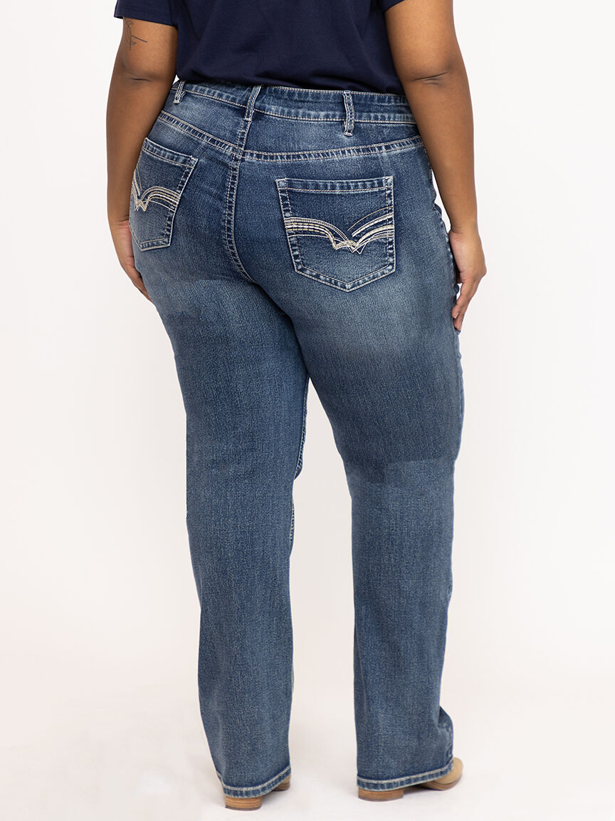 Women's Plus Medium Wash Straight Leg Jeans