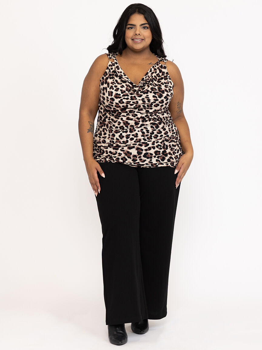 Women's Leopard Cowl Neck Tank