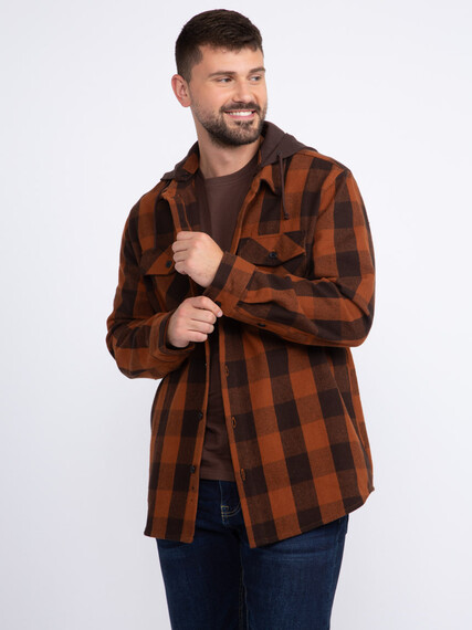 Men's Hooded Flannel Shirt Image 2