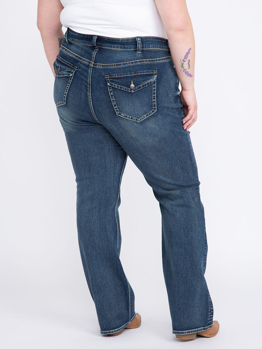 Women's Plus Flap Pocket Baby Boot Jeans Warehouse One