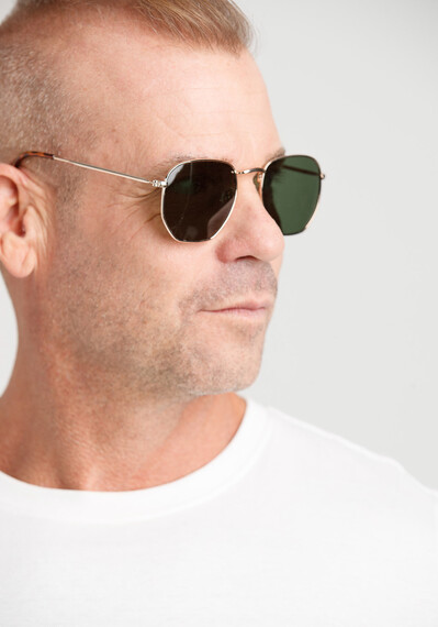 Men's Hexagonal Aviator Sunglasses Image 3