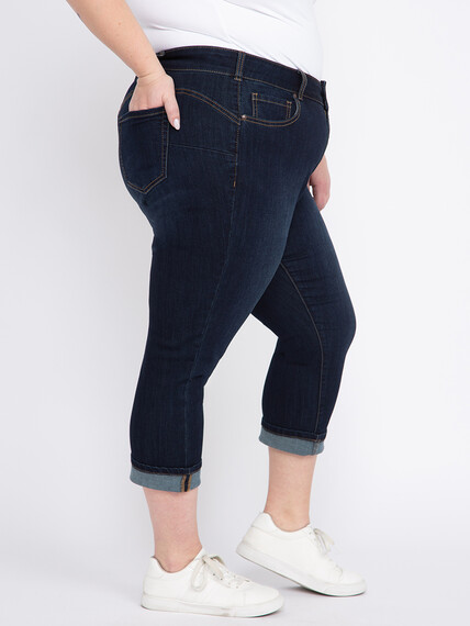 Women's Plus 2 Button Cuffed Jean Capri Women's Plus 2 Button Cuffed Jean Capri Image 3