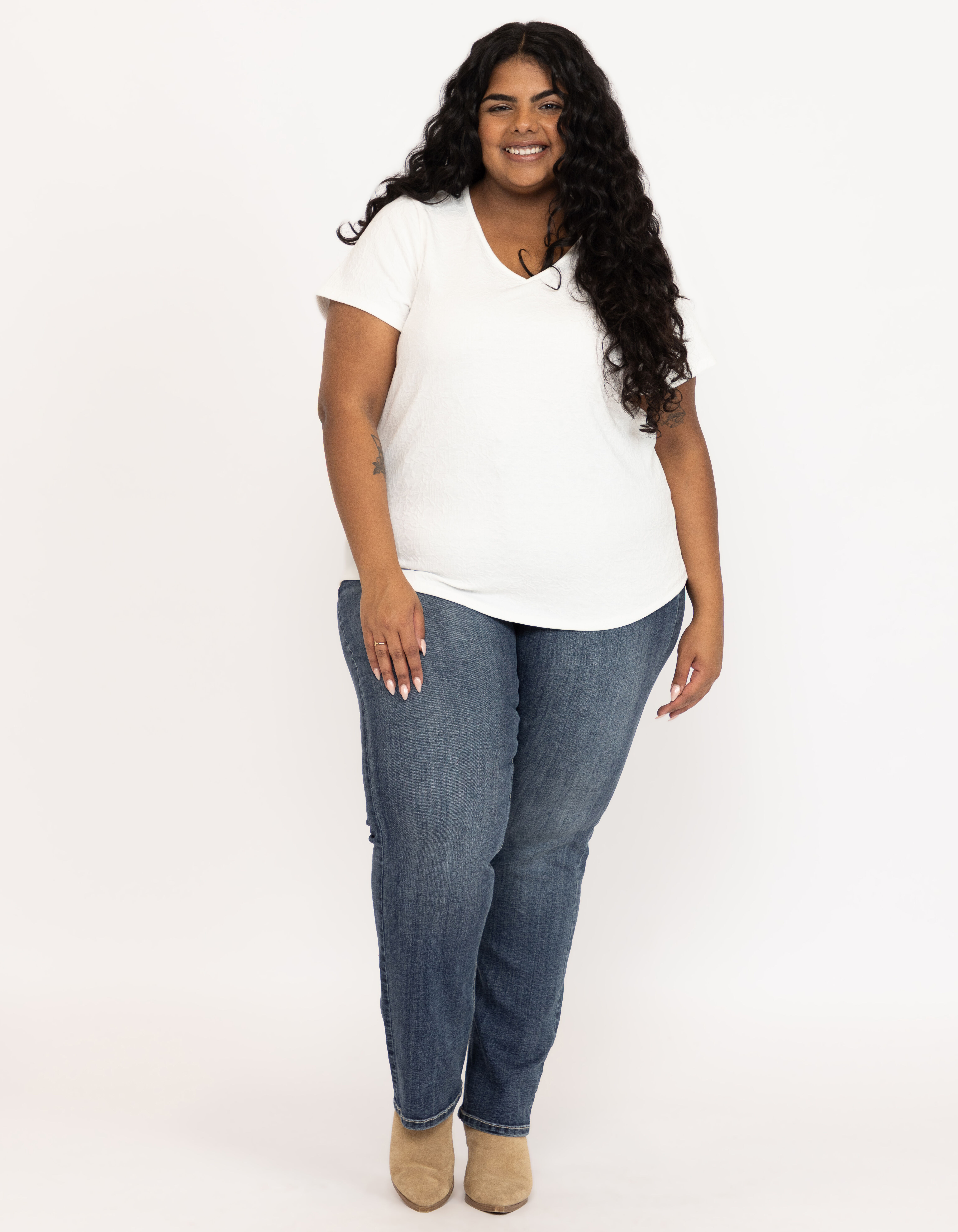 Women's Textured V Neck Tee