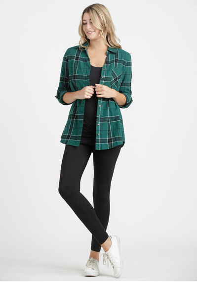 Women's Flannel Plaid Tunic Image 4