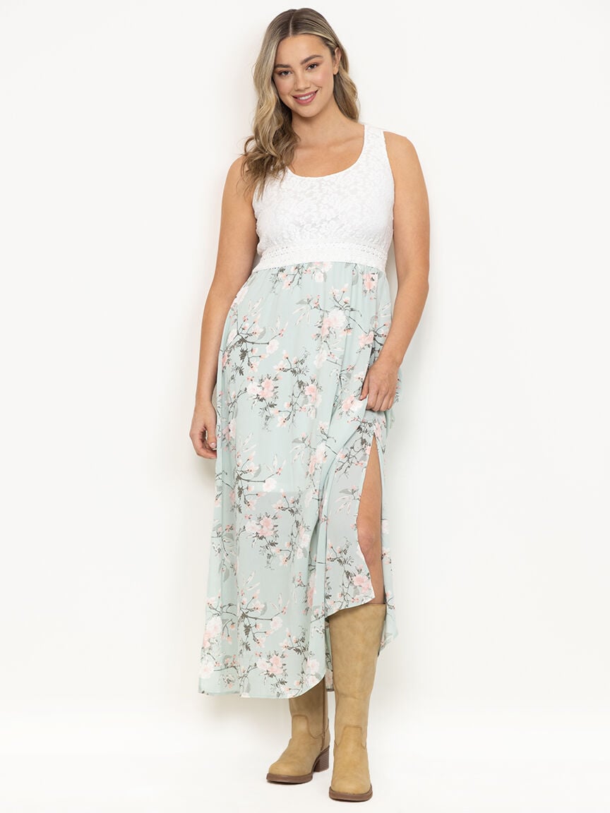 Women's Lace Top Maxi Dress Warehouse One Women's Lace Top Maxi Dress Warehouse One