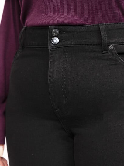 Women's Plus 2 Button Black Baby Boot Jeans Women's Plus 2 Button Black Baby Boot Jeans