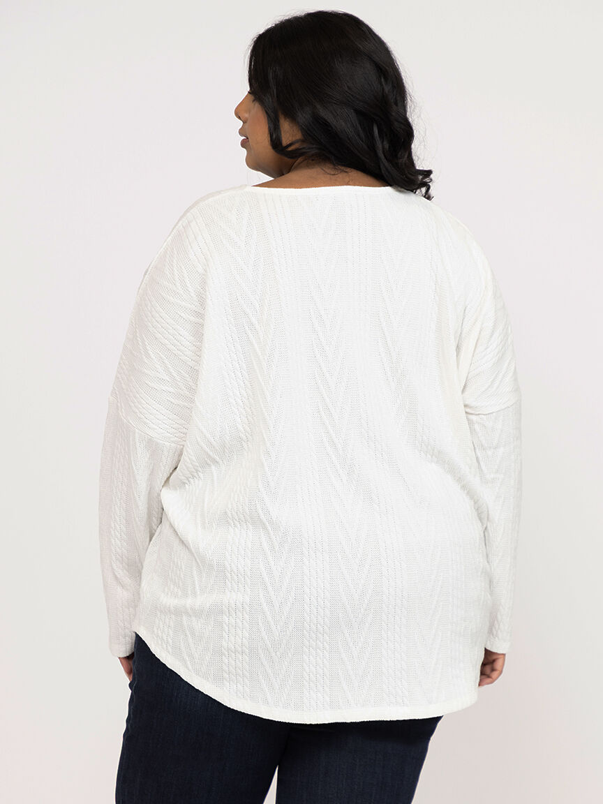 Women's Cable Button Front Top