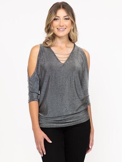 Women's Shimmer Split Sleeve Top Women's Shimmer Split Sleeve Top