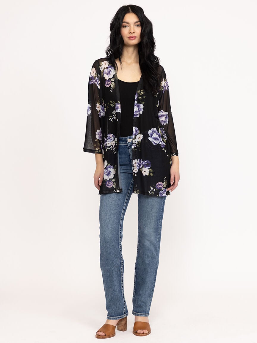 Women's Floral Mesh Cardigan