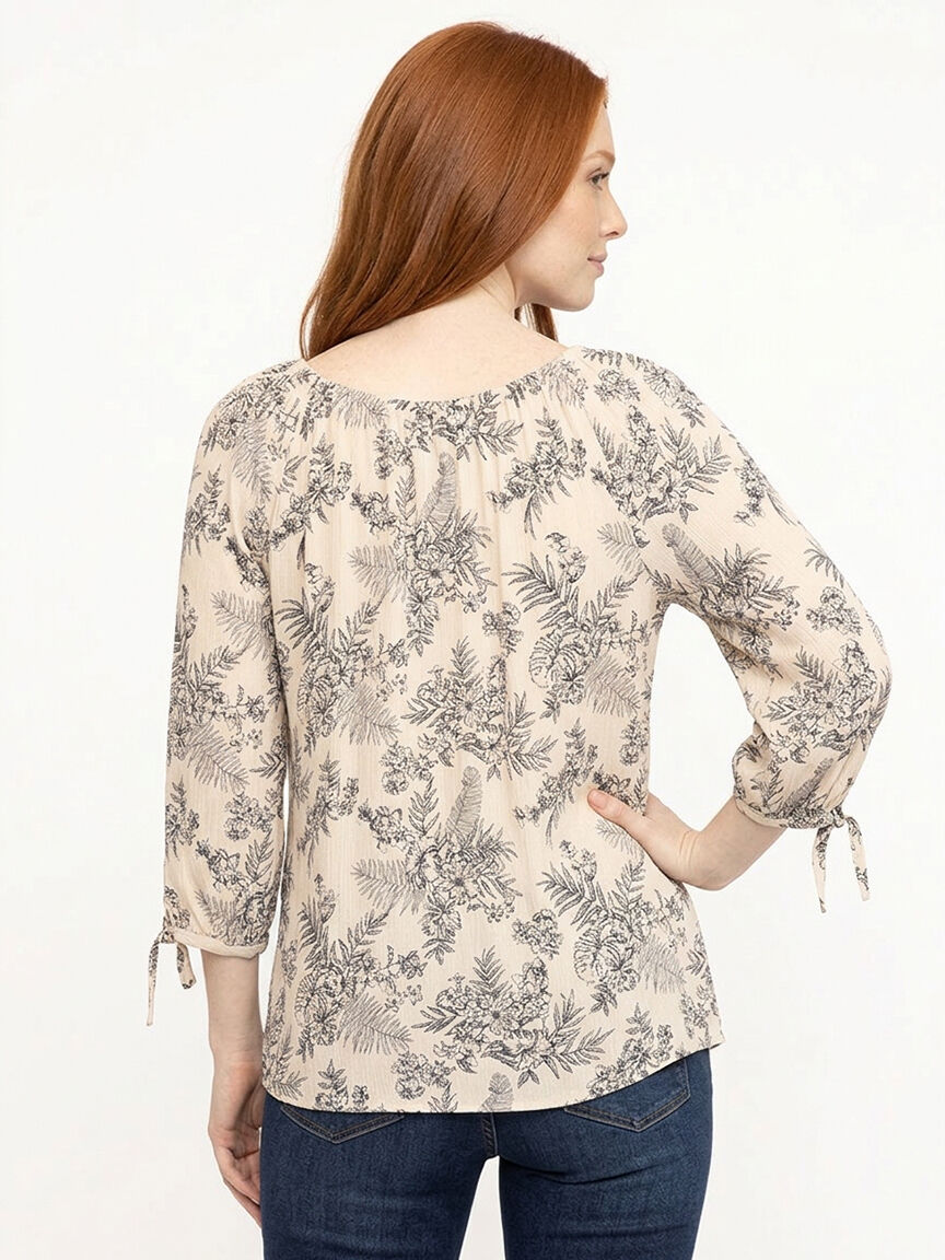 Women's Leaf Print Peasant Top
