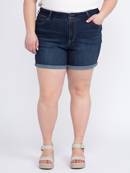 Women's Plus 2 Button Cuffed Midi Short Women's Plus 2 Button Cuffed Midi Short Image 2